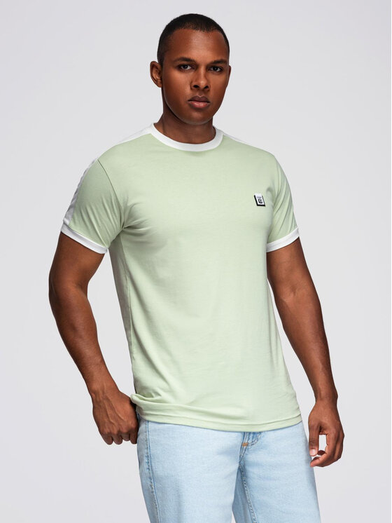 Ombre Ombre T-Shirt OM-TSCT-0115 Zielony Regular Fit