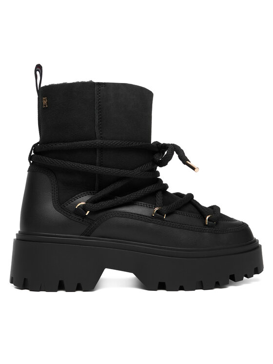 Tommy Hilfiger Tommy Hilfiger Škornji za sneg Real Shearling Laceup Snowboot FW0FW08996 Črna