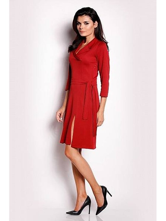 Awama Awama Vestito di maglia A151 Bordeaux Basic Fit