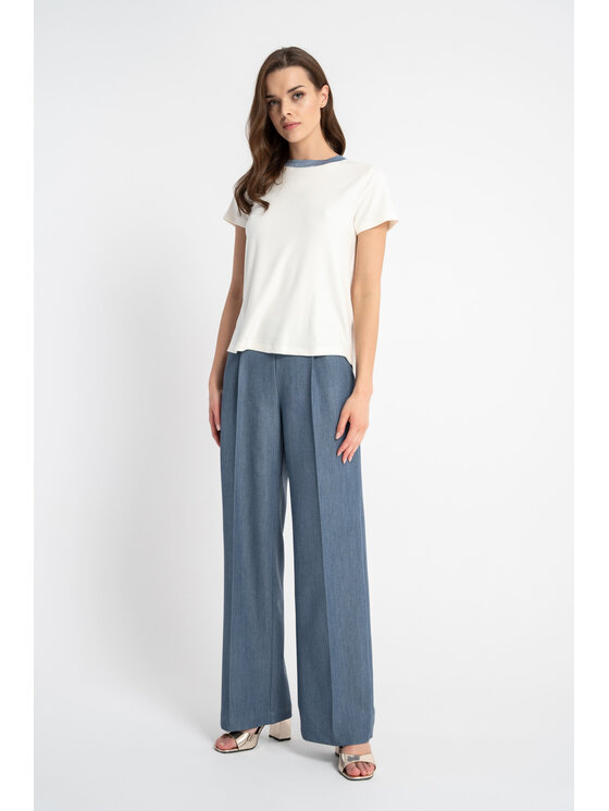 CLICK CLICK Kalhoty z materiálu 30-403 Modrá Regular Fit