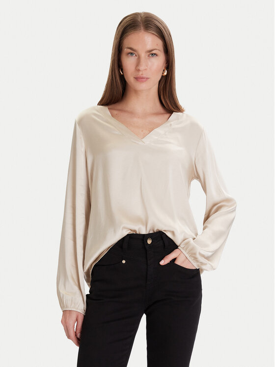 Maryley Maryley Majica 25IB824/18LA Bež Regular Fit