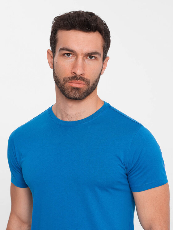 Ombre Ombre T-Shirt OM-TSBS-0146 Modrá Regular Fit