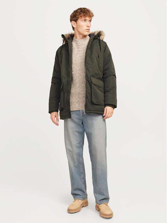 Jack & Jones Parka Construct 12258406 Zielony Regular Fit
