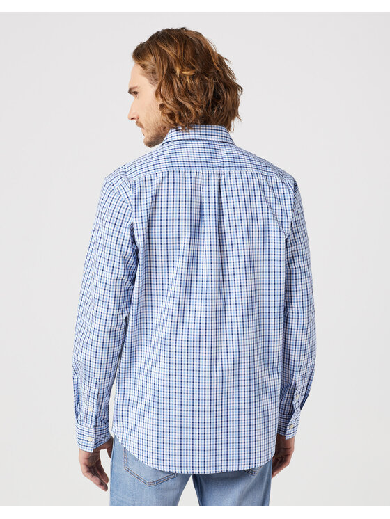 Wrangler Wrangler Koszula LONG SLEEVE ONE POCKET SHIRT Niebieski Regular Fit