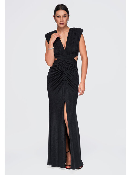Ombre Ombre Večerní šaty LA-OM-DLR402 Černá Slim Fit