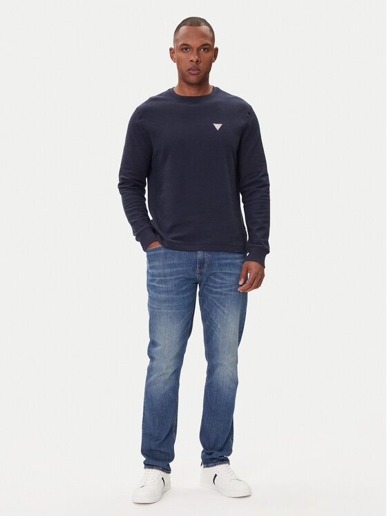 Guess Jeans Guess Jeans Тениска с дълъг ръкав M4BI77 KCII1 Тъмносин Regular Fit