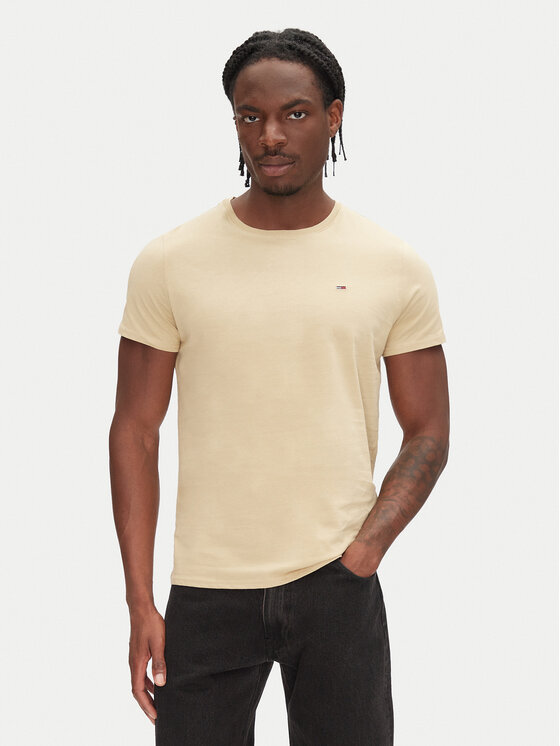 Tommy Jeans Tričko DM0DM04411 Béžová Slim Fit