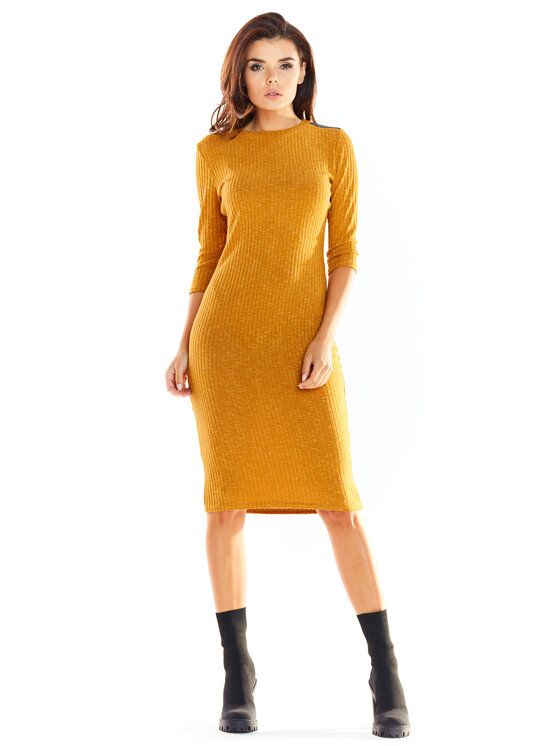 Awama Awama Vestito di maglia A321 Marrone Basic Fit