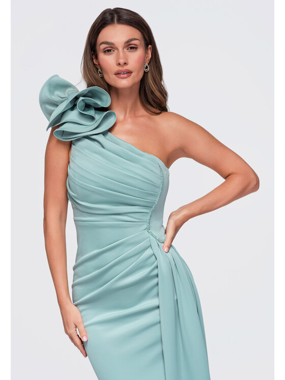 Ombre Ombre Sukienka wieczorowa LA-OM-DLR445 Zielony jasny Slim Fit
