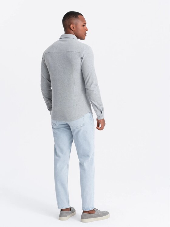 Ombre Ombre Koszula OM-SHCS-0177 Szary Slim Fit