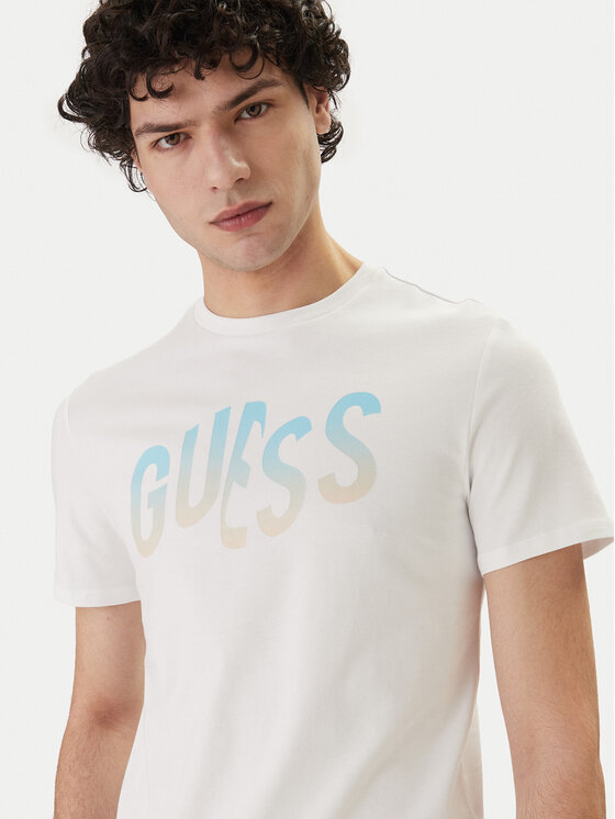 Guess Guess Tricou F6GI02 J1314 Alb Slim Fit