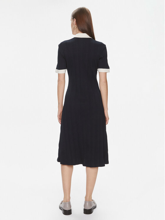 Tommy Hilfiger Tommy Hilfiger Sukienka dzianinowa F&F Crest 85 Polo Dress Rib WW0WW40617 Granatowy Regular Fit