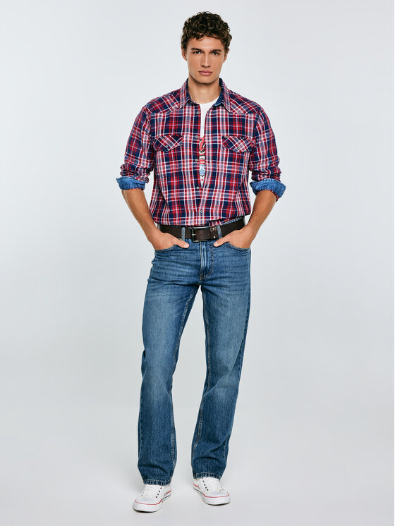 BIG STAR BIG STAR Koszula RETINEZI Czerwony Basic Fit
