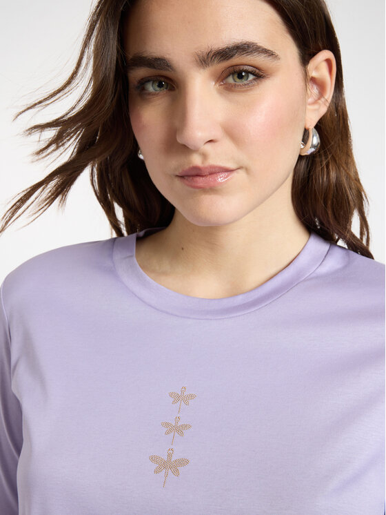 Elena Mirò Elena Mirò T-Shirt G079Z000598N009 Fioletowy Slim Fit