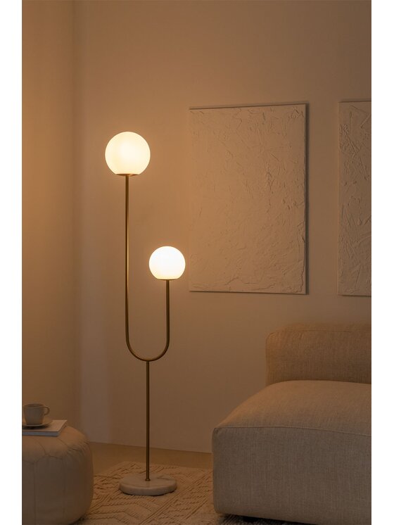 MIAhome MIAhome Lampa podłogowa złota podwójna HALM 157 cm Złoty
