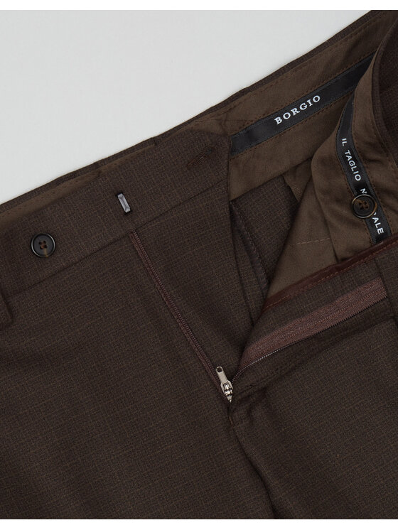 Borgio Borgio Spodnie garniturowe erbezzo Brązowy Super Slim Fit
