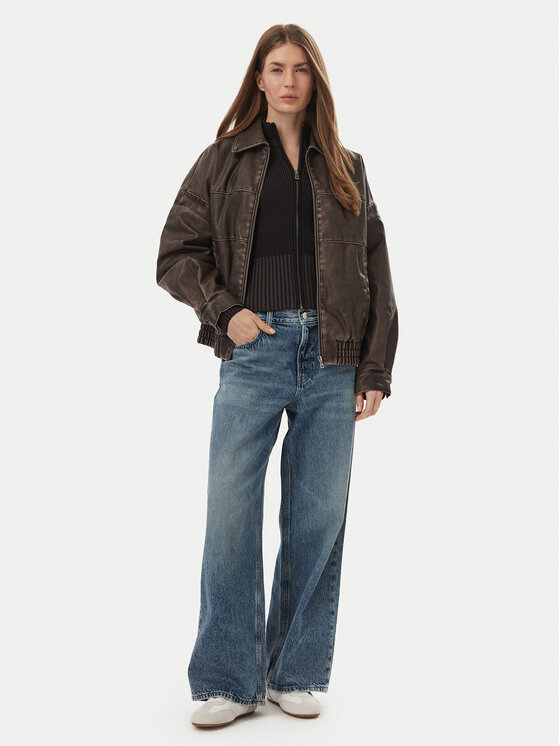 Guess Jeans Guess Jeans Jakna iz umetnega usnja W6BL85 K7322 Temno rjava Regular Fit