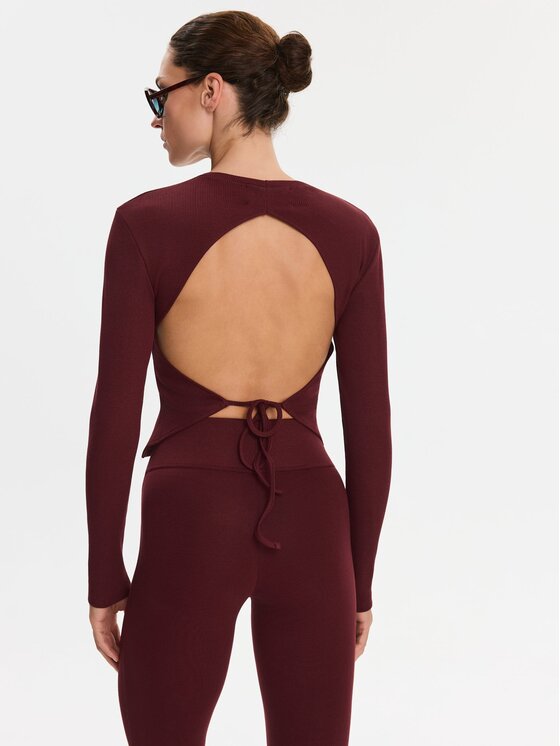 Nudyess Nudyess Top Ojos z prążka Bordowy Regular Fit