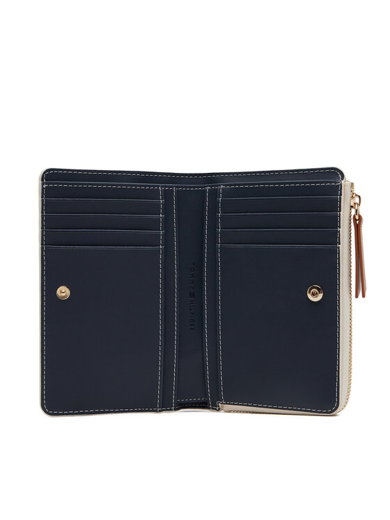 Tommy Hilfiger Tommy Hilfiger Portofel Mare de Damă Th Monoplay Leather Med 7 Wallet AW0AW17417 Écru
