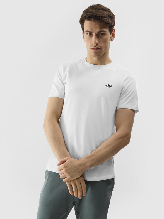 4F 4F T-Shirt 4FWSS24 TTSHM1154 10S BIAŁY L Biały Regular Fit