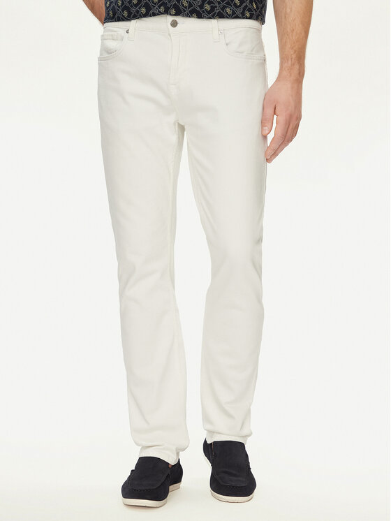 Guess Guess Pantaloni din material Angels M4RAN2 WFXVB Alb Slim Fit
