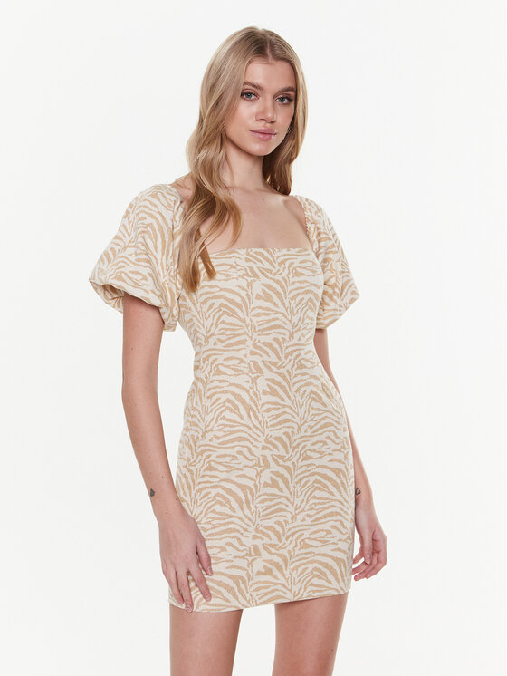 Fracomina Rochie cocktail FQ23SD1001W629Q7 Auriu Slim Fit Auriu imagine noua