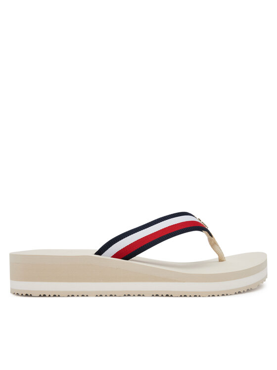 Tommy Hilfiger Tommy Hilfiger Japonki Th Corp Mid Wedge Beach Sandal FW0FW08517 Beżowy