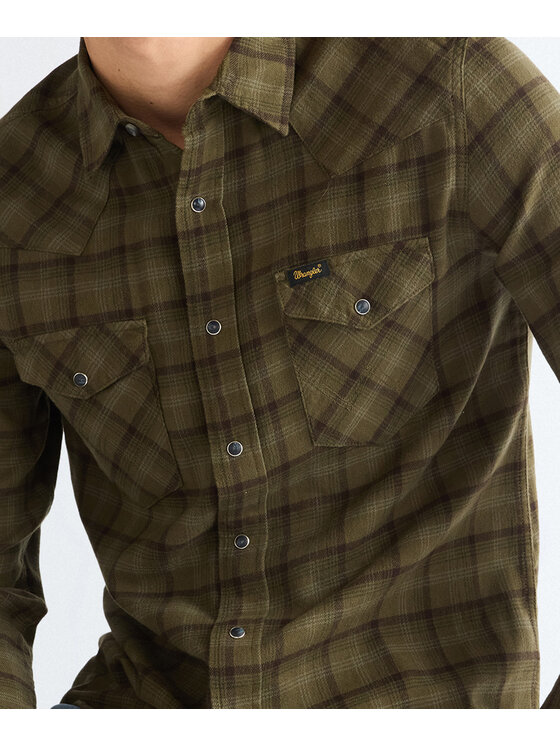 Wrangler Wrangler Koszula 112386996 Zielony Regular Fit