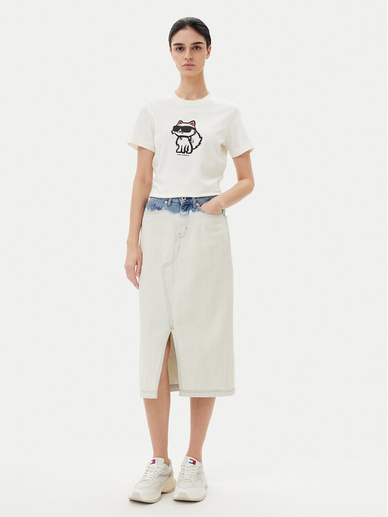 Karl Lagerfeld Jeans Karl Lagerfeld Jeans Džínsová sukňa A2W12014 Écru Regular Fit