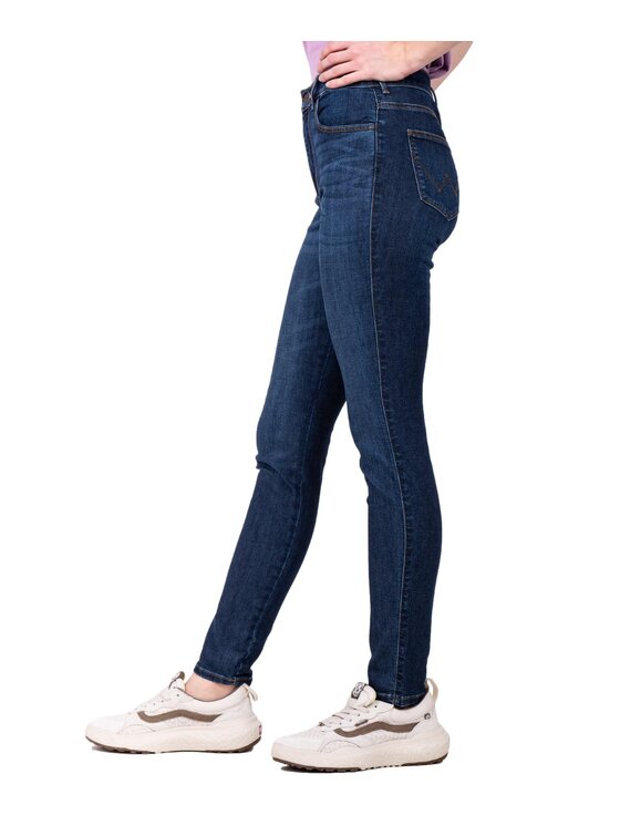 Wrangler Wrangler Jeansy High Skinny Granatowy Skinny Fit