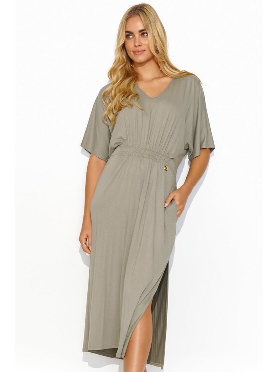 Makadamia Makadamia Sukienka codzienna M822 Szary Comfortable Fit