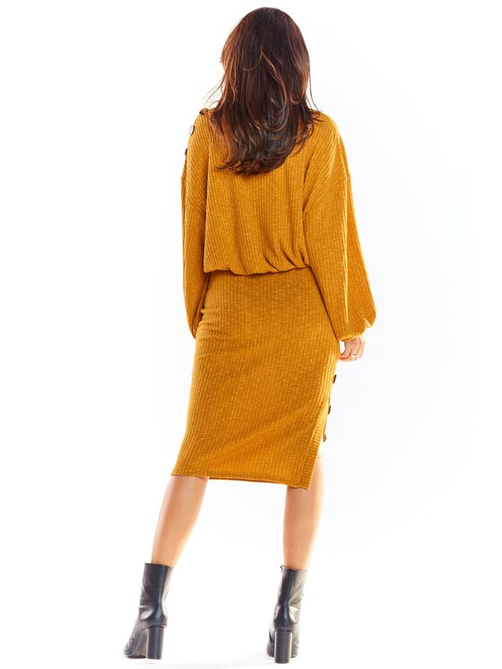 Awama Awama Spódnica A317 Brązowy Basic Fit
