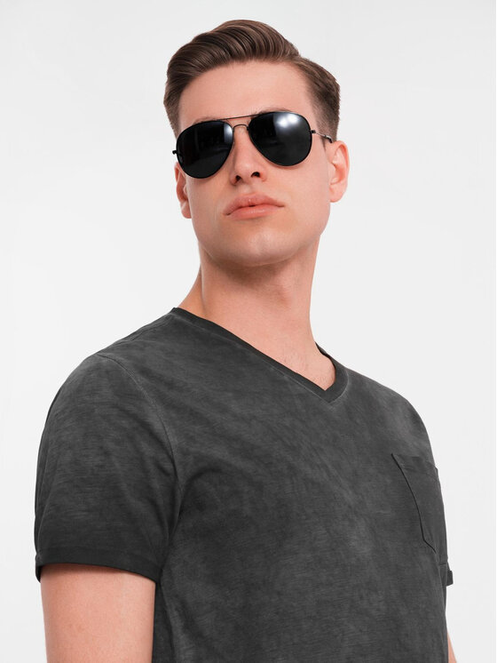 Ombre Ombre T-Shirt OM-TSWT-0242 Czarny Regular Fit