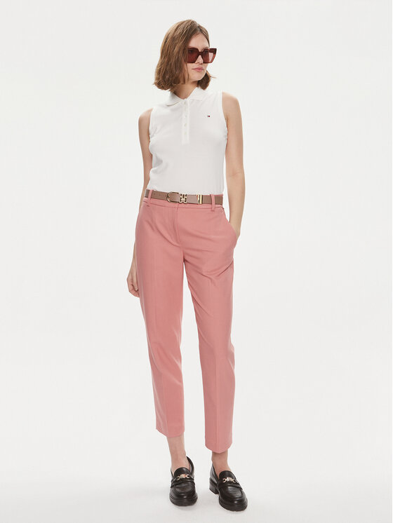 Tommy Hilfiger Tommy Hilfiger Тениска с яка и копчета 1985 WW0WW41794 Бял Slim Fit