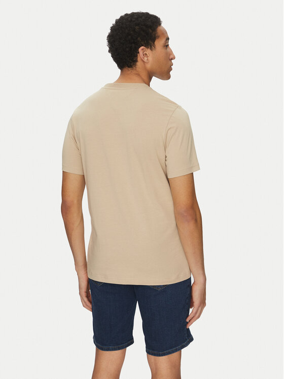 Tommy Hilfiger Tommy Hilfiger T-Shirt Flag Box MW0MW38636 Beżowy Regular Fit