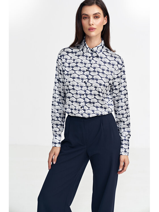 NIFE NIFE Kalhoty z materiálu SD102 Tmavomodrá Relaxed Fit