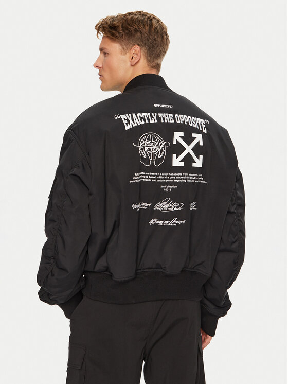 Off-White Off-White Μπόμπερ μπουφάν OMEH049S23FAB0011001 Μαύρο Regular Fit