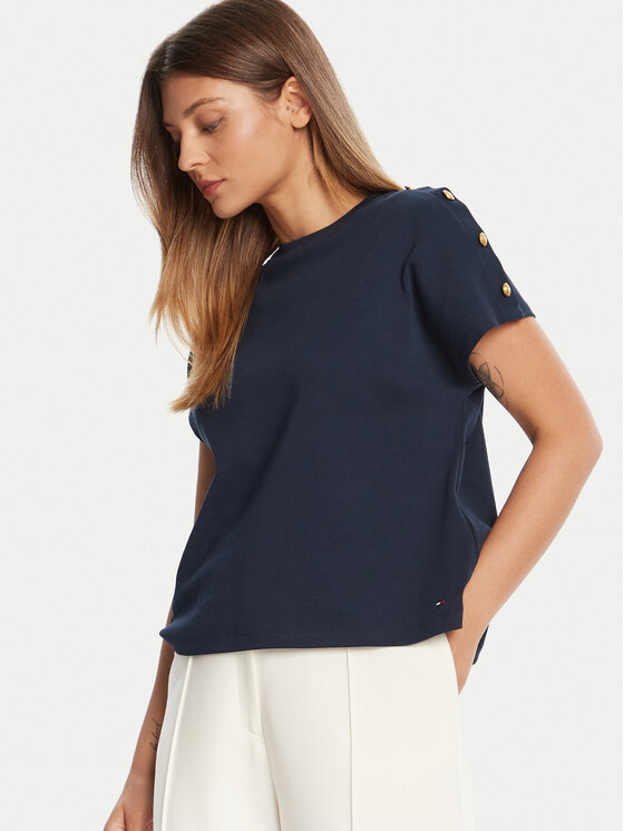 Tommy Hilfiger Tommy Hilfiger Póló Gold Button WW0WW47455 Sötétkék Regular Fit