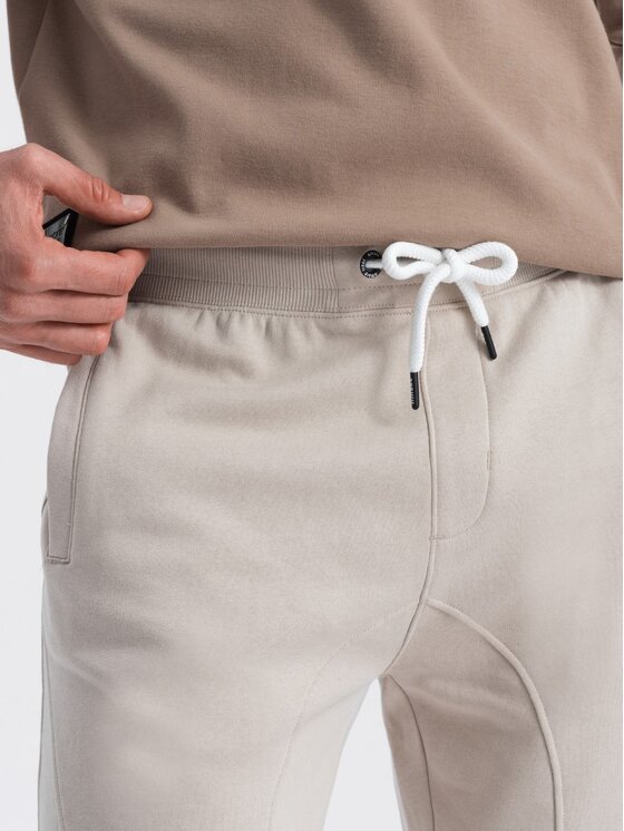 Ombre Ombre Joggers kalhoty OM-PABS-0173 Béžová Regular Fit