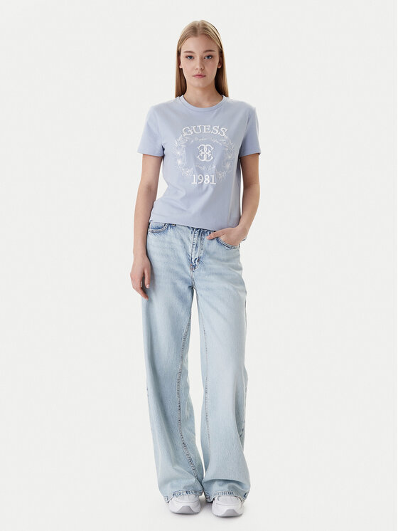 Guess Guess T-shirt V6RI12 J1314 Celeste Regular Fit