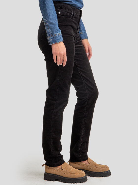 BIG STAR BIG STAR Spodnie materiałowe KATRINA HIGH WAIST CORD Czarny Slim Fit
