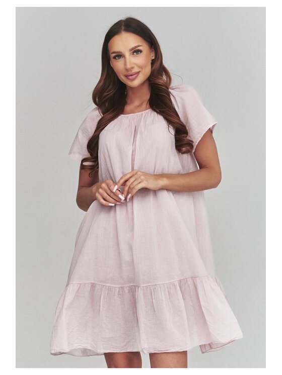 Makadamia Makadamia Sukienka codzienna C63 Różowy Loose Fit