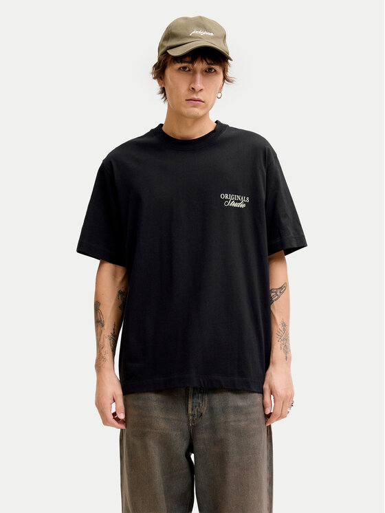 Jack & Jones Jack & Jones Póló Norrebro Typo 12282898 Fekete Regular Fit
