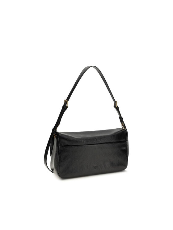 PINKO PINKO Torebka Black Calf Leather Bos Taurus Shoulder Czarny