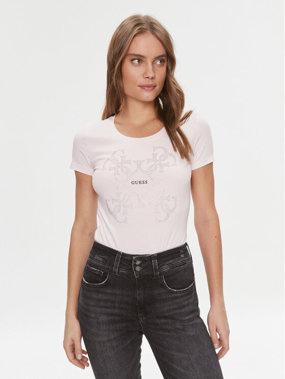 Guess T-krekls W4RI35 J1314 Rozā Slim Fit