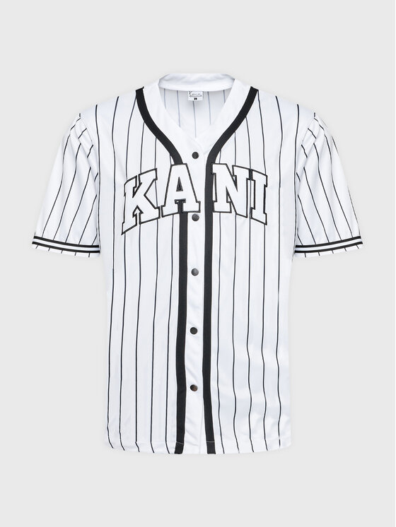 Karl Kani Karl Kani Majica Serif Pinstripe Baseball 6033361 Bela Relaxed Fit