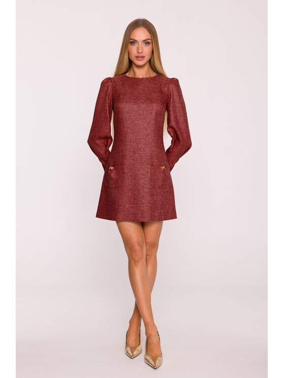 Made of Emotion Made of Emotion Sukienka wieczorowa M870 Bordowy Modern Slim Fit