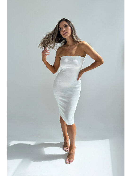 Nudyess Nudyess Úpletové šaty Melrose Mimi z prążka Écru Fitted Fit