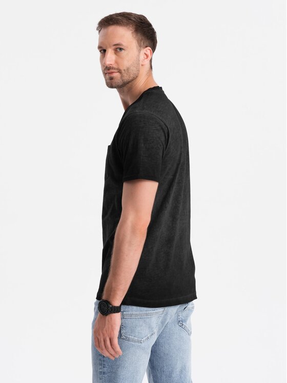 Ombre Ombre T-Shirt OM-TSCT-22SS-002 Czarny Regular Fit