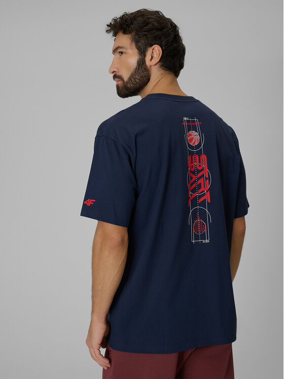 4F 4F T-Shirt ESSENTIALS Granatowy Loose Fit